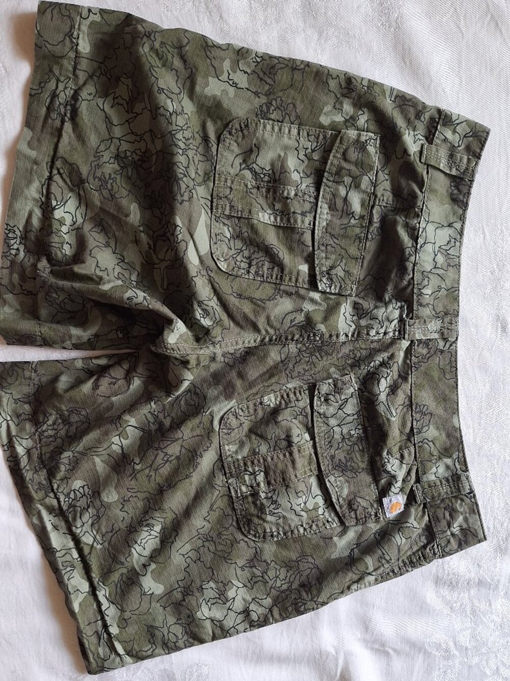 Carhartt Green Camo Floral Cotton Adjustable Length Original Fit Short Women 12 - Picture 4 of 8